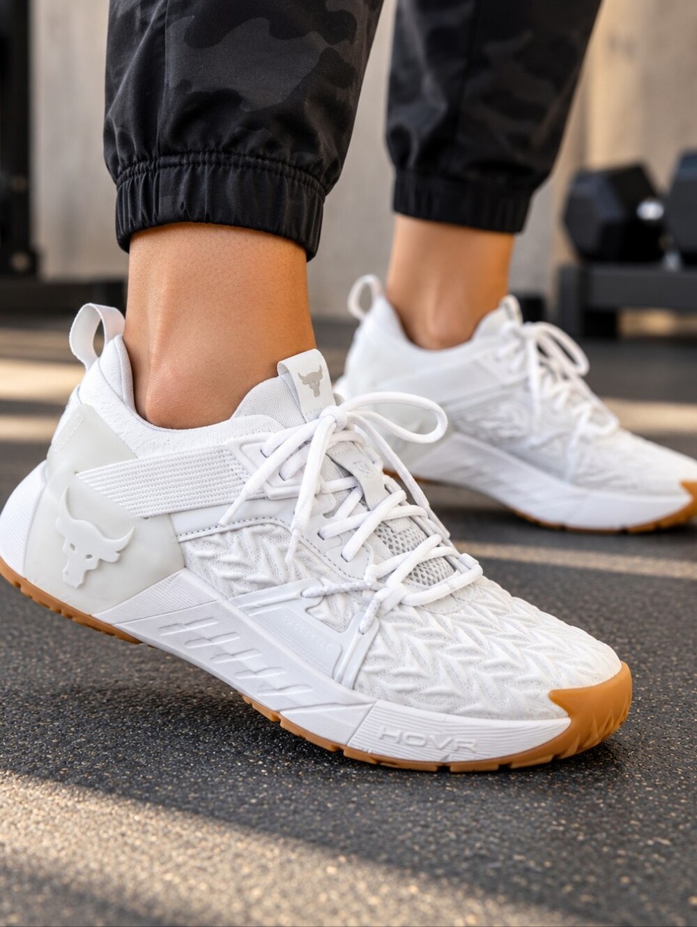Under Armour Project Rock 6 White Gum Training Shoes Men 8.5 Women 10